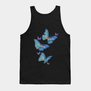 Flying Blue Butterflies Drawing Tank Top